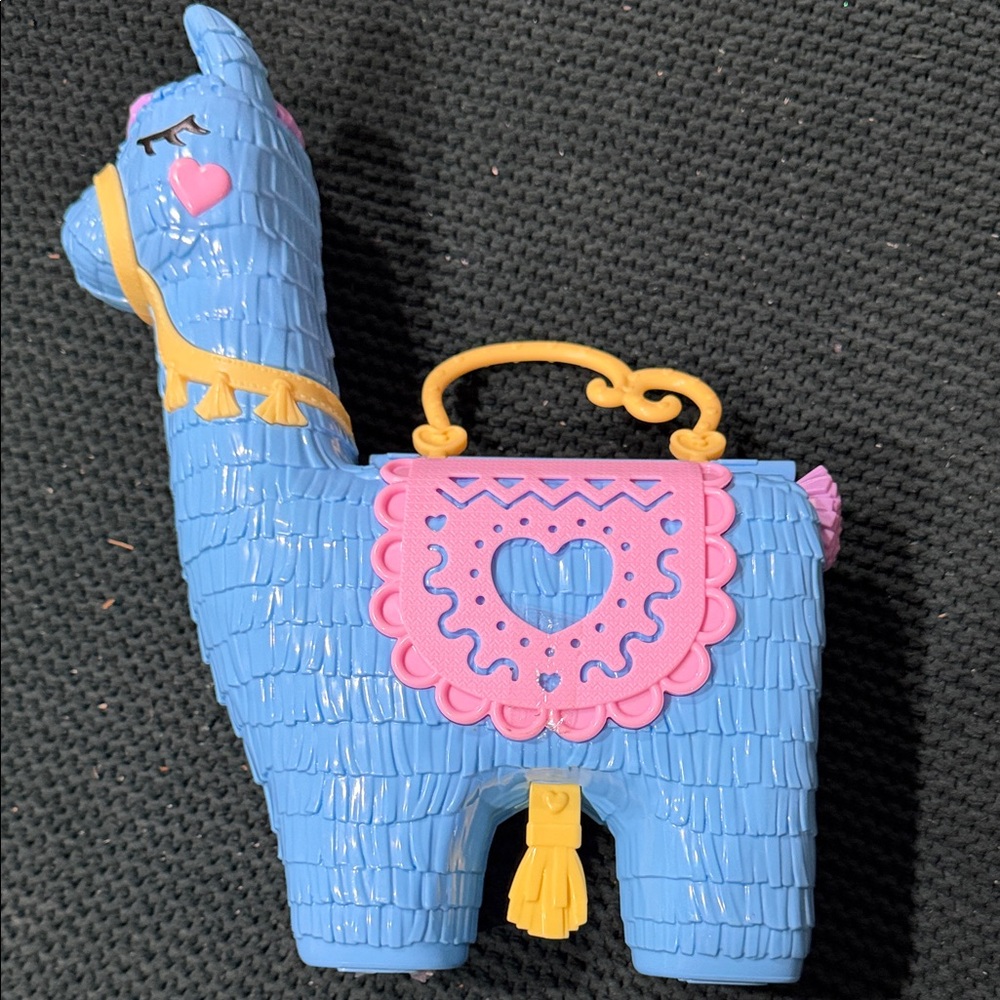 Blue Llama Action Figure with Pink and Yellow Accents